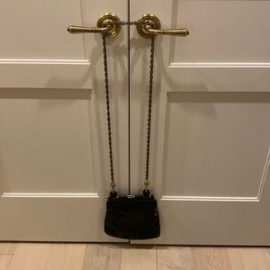 Jas MB Black Leather Cross Body Bag